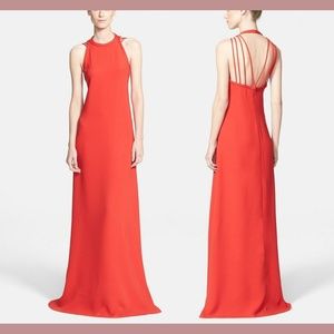 NEW $928 Diane von‎ Furstenberg DVF [ 0 ] Sophia Halter Silk Gown Poppy Red